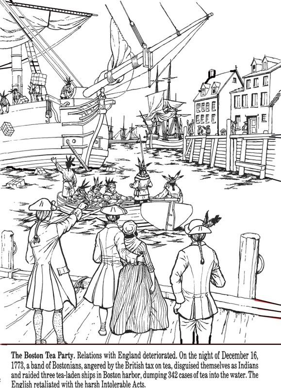 All Things John Adams: Coloring Pages: Boston Tea Party ...