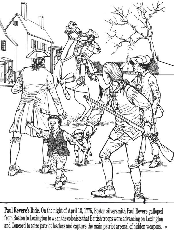 Coloring Pages: Boston Tea Party And Paul Revere's Ride title=