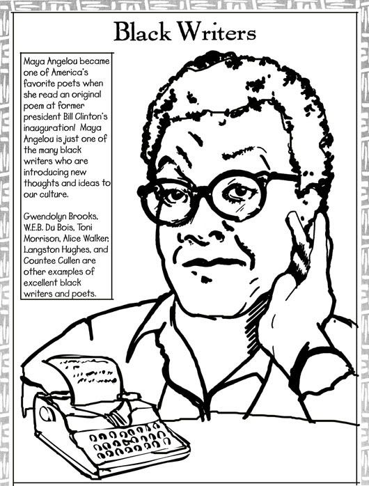 Black History Coloring Pages: Maya Angelou And Thurgood Marshall title=