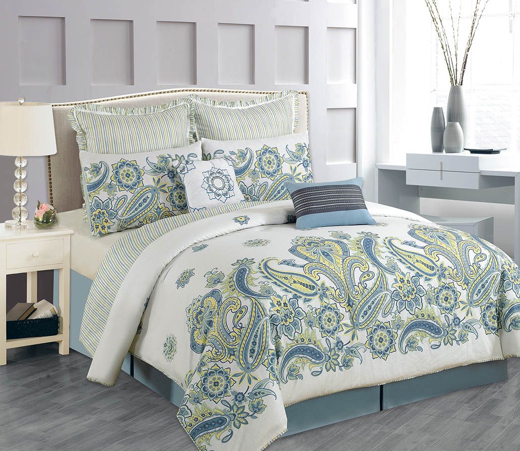 8Piece 100 Cotton Paisley Comforter Set eBay