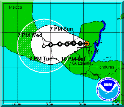 Tropischer Sturm Arthur, Atlantik 2008, Mexiko, Yucatán, Hurrikansaison, Belize, Prognose, Vorhersage, 31. Mai, Zugbahn, NHC, NOAA, Forecast