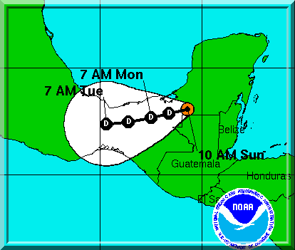 Aktualisierung, Tropischer Sturm Arthur, Atlantik 2008, Mexiko, Yucatán, Hurrikansaison, Belize, Prognose, Vorhersage, 1. Juni 2008, Zugbahn, NHC, NOAA, Forecast