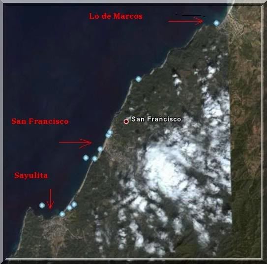 Playa Sayulita, San Francisco, San Pancho, Lo de Marcos, Nayarit, Mexiko, Mexico, Mapa, Satélite, Google Earth