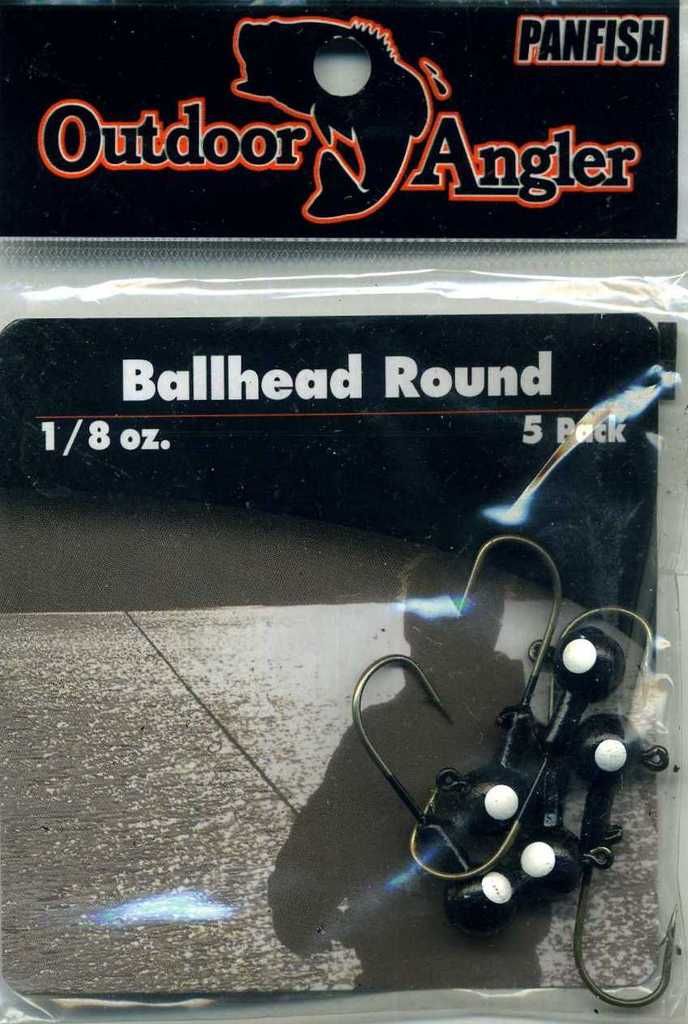 Outdoor Angler Panfish Black Ballhead Round 1/8 oz. 5 Pack