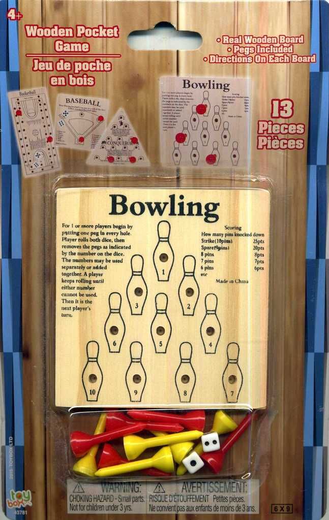 13 Piece Bowling Wooden Pocket Game 6 X 9