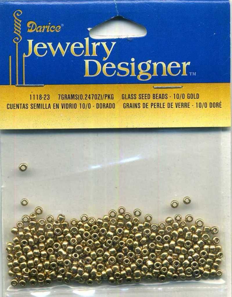 10/0 Glass Seed Beads, Gold, 7 Gram Pkg