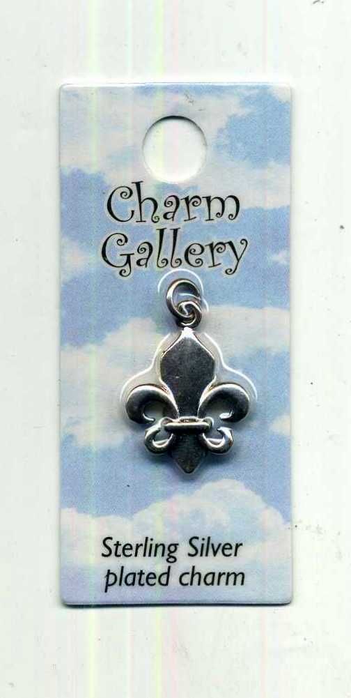 Fleur De Lis Charm 2mm Long Silver-plated Charm Gallery