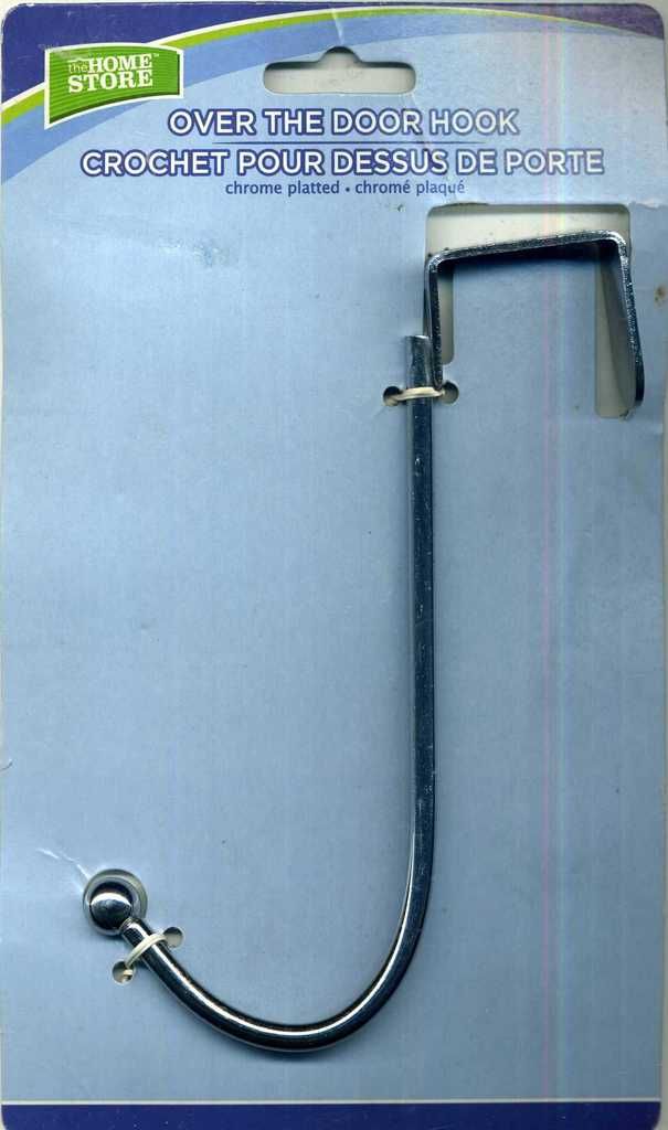 Over the Door Utility Hook with Prong- Chrome Finish