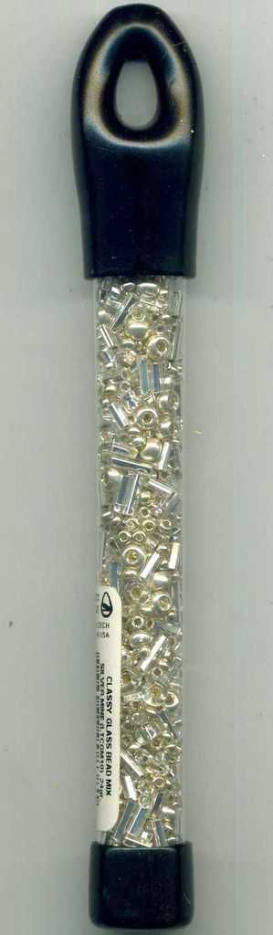 Beaders Paradise LTCGM19 Czech Glass Silver Mine Mix of Bugles 6/0 E-Beads and 10/0 Seed Beads in a Tube