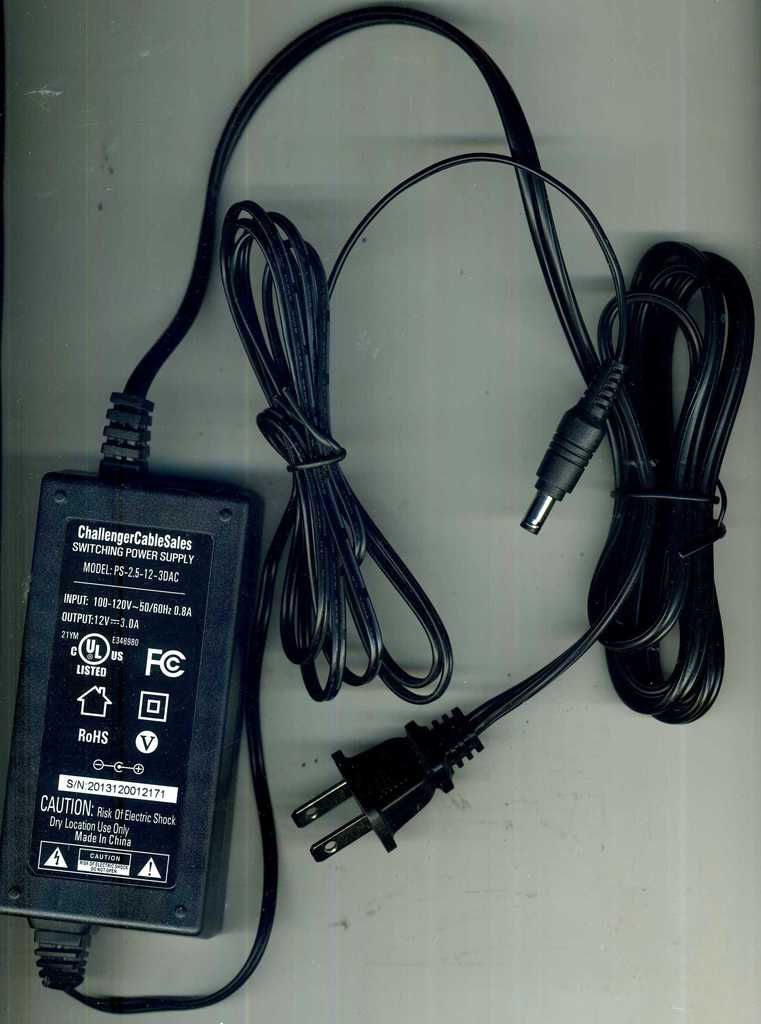 Switching Power Supply PS-2.1-12-3DAC Challenger Cable Sales EPS-3 120V 12V 3.0A
