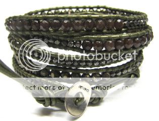   Authentic Chan Luu GREEN LEATHER PYRITE METAL MIX 32 Wrap Bracelet