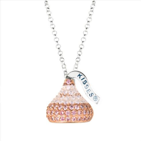 New w Tag Hersheys Kisses Medium Flat Back Pink CZ October Birthstone