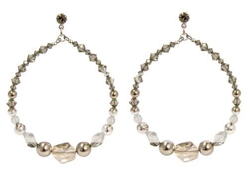 City Girl Los Angeles Collection Large Hoop Earrings Metallic Silver 