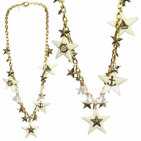 Anchors Aweigh Collection Lucite & Metal Star Charms Nautical Relief 