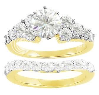 CT ROUND MOISSANITE ENGAGEMENT RING WEDDING BAND SET  