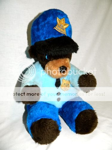 RARE Vtg 80's Canada Customs 15" Plush Teddy Bear Brown Blue Stuffed Government