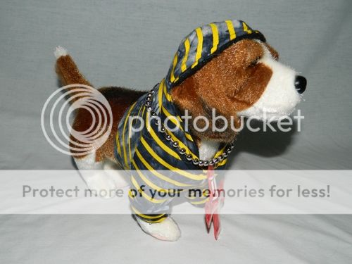 RARE 13" Fuzzy Nation Realistic Plush Beagle Dog Stuffed w Shirt Necklace 2009