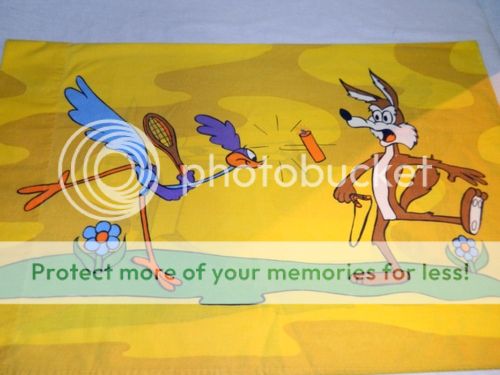 RARE Vtg Looney Tunes Wile E Coyote Road Runner Reversible Pillowcase