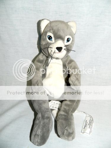 IKEA 11" Plush Gosig Katt Grey Cat Lovey Stuffed Stitched Blue Eyes Kitten Gray